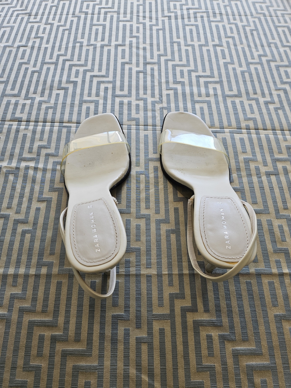 Zara Cream Slingback Kitten Heels View 6